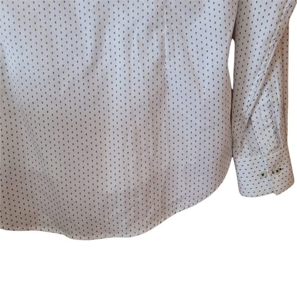 Zara Man long-sleeved white  blue bug slim fit buttoned up shirt - Picture 3 of 14